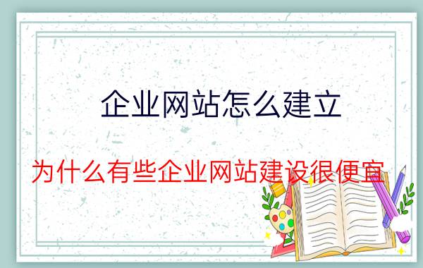 企业网站怎么建立 为什么有些企业网站建设很便宜？